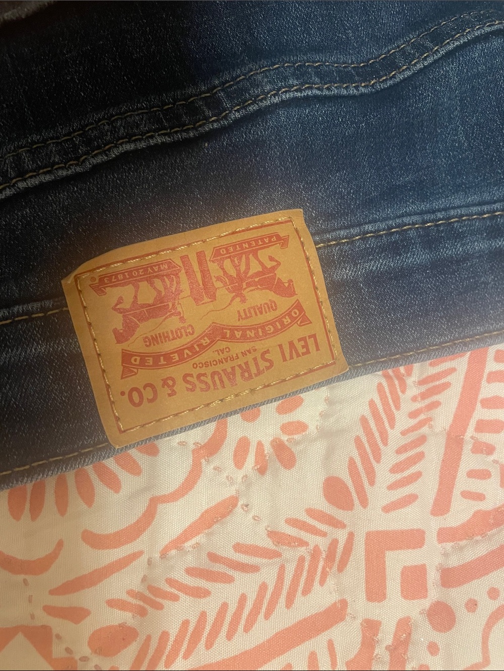 Levi's Blue Denim Jeans with Tan Leather Patch